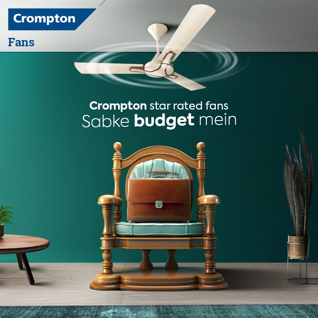 Crompton's star-rated fans: Keeping you cool without breaking the bank😎🌟 

Stay chill, stay savvy! 

#BudgetCool #CromptonFans #Crompton #Trending #Budget2024 #UnionBudget #SavingsDoneRight #SabBudgetMein