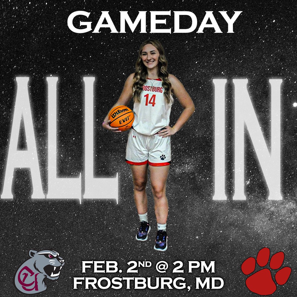 FROSTBURG_WBB's tweet photo. Muha invites you to “GAMEDAY in the ‘burg”‼️ Frostburg hosts Concord University and tip off is set for 2pm🥳 https://t.co/00KwvHYkdw