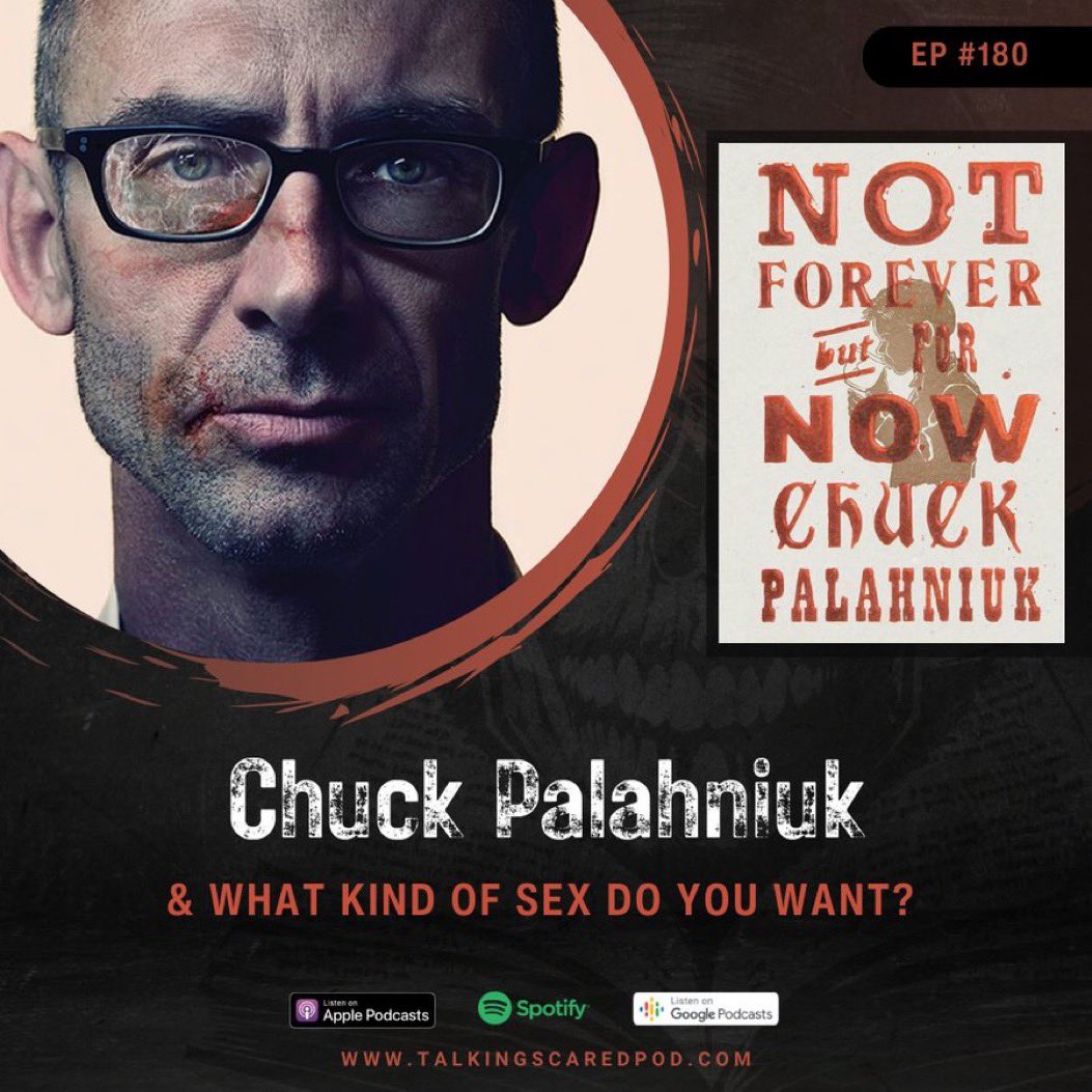Talking Scared Podcast (@talkscaredpod) on Twitter photo Happy weekend. Listen to the latest episode with icon <a href="/chuckpalahniuk/">Chuck Palahniuk</a>
We talk about transgression, literary provocation, finding a writer’s voice and sickening a reader’s stomach (yep, “Guts”)
All podcast platforms Happy weekend. Listen to the latest episode with icon <a href="/chuckpalahniuk/">Chuck Palahniuk</a>
We talk about transgression, literary provocation, finding a writer’s voice and sickening a reader’s stomach (yep, “Guts”)
All podcast platforms