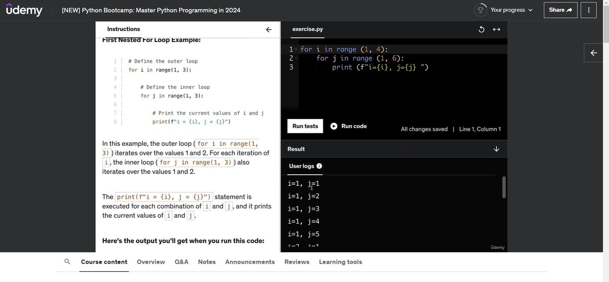 sandipkurmi0's tweet image. "🐍 Exciting update on my learning journey! 🚀 Currently immersed in the Python Bootcamp by Ranga Karanam. Just conquered the nested loop chapter, and the learning adventure is a blast! 🌟 #PythonBootcamp #CodingJourney #LearningPython" @In28Minutes