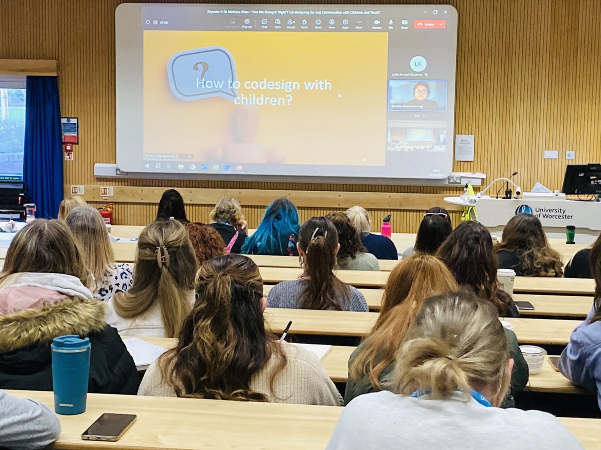 What a great line up for our annual <a href="/uwdcf/">UWChildrenAndFamilies</a>  Student conference today @worcester_uni !
Starting with our first key note from Matluba Khan on co-design.