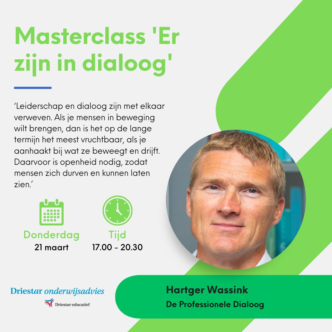 Op donderdag 21 maart 2024 geeft Hartger Wassink de masterclass ‘Er zijn in dialoog’. Jij kunt deze bijwonen in Gouda en samen met deelnemers dineren.

Aanmelden doe je via bit.ly/3SrEJ2j