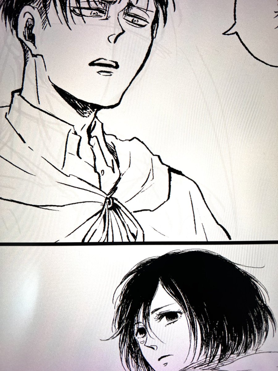 久々に原稿サイズで描いたら線ぼってぼて…😇
下のミカサちゃんは逆に印刷との相性よくなさそうだしなんて面倒な描き方してるのか
勘を取り戻せ〜〜 