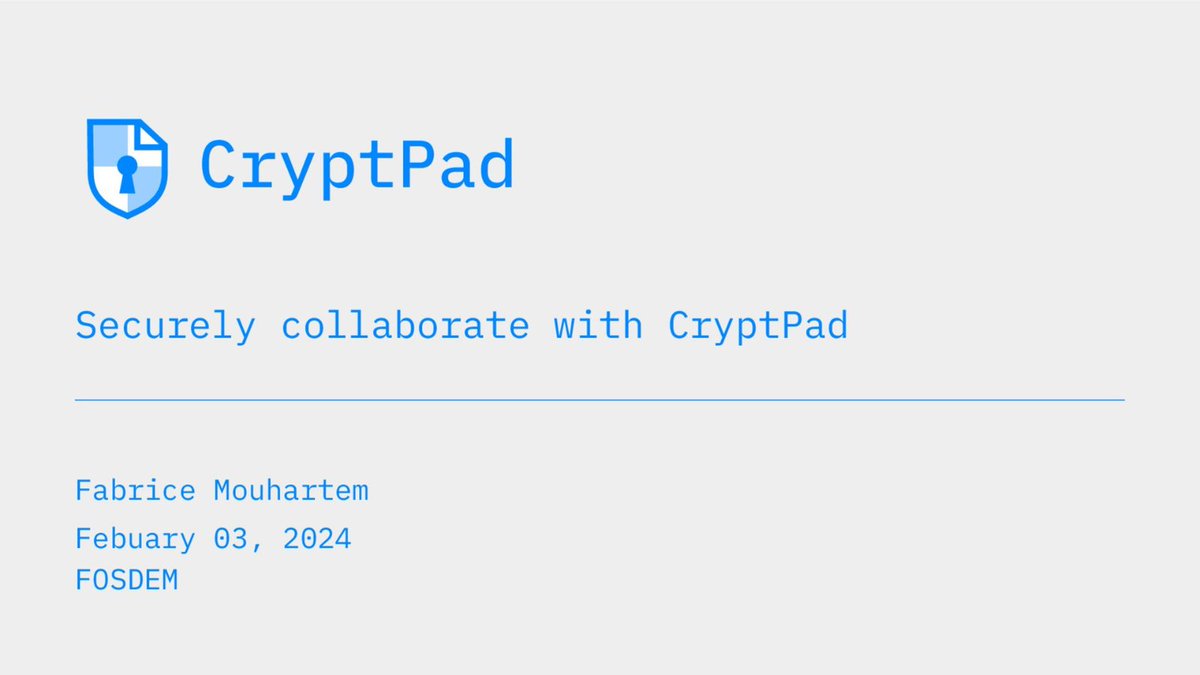 LIVE #fosdem2024

Join Fabrice Mouhartem to learn how CryptPad addresses the synergy between cryptography and simplicity, about present and future enhancements, some of them made possible thanks to the NLnet foundation’s sponsoring our Blueprints project: live.fosdem.org/watch/h2213