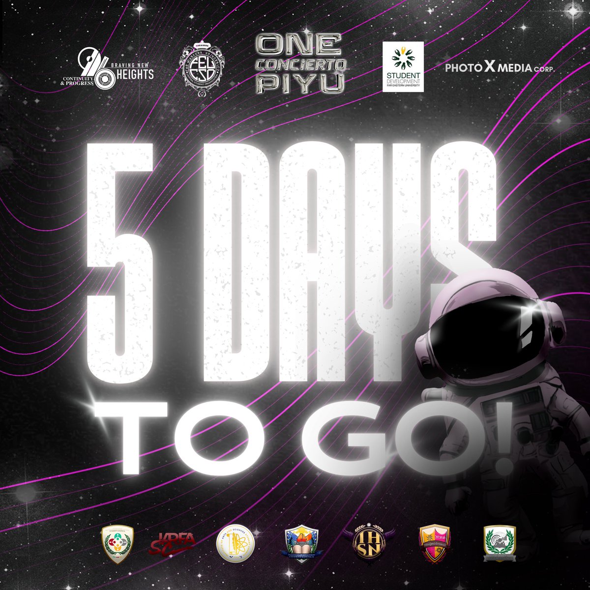 FEU_CSO's tweet photo. THE ROCKET WILL LAUNCH IN 5 DAYS 🚀

Bawal TUMAKBO, bawal din TUMALON, pero pwedeng mong ISIGAW kung gaano ka kasaya!  

#FEU96
#BravingNewHeights
#ContinuityAndProgress https://t.co/z0bFIYEa25