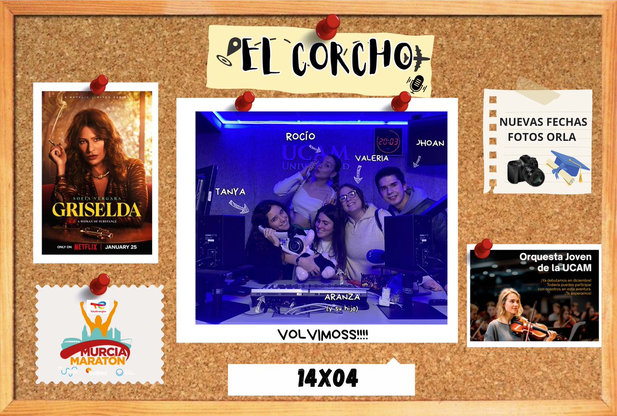 iradioUCAM's tweet photo. Universal Music dejó TikTok, pero tú no dejes de escuchar este último programa de  ¡¡#ElCorcho📌!!

Fechas para las fotos de la Orla, la maratón de Murcia… y mucho más!! 
¿Qué estas esperando? Corre a escucharnos!! ;) 🏃🏃

➡️ https://t.co/NjtK99AAQx https://t.co/TGpMOUkHJv