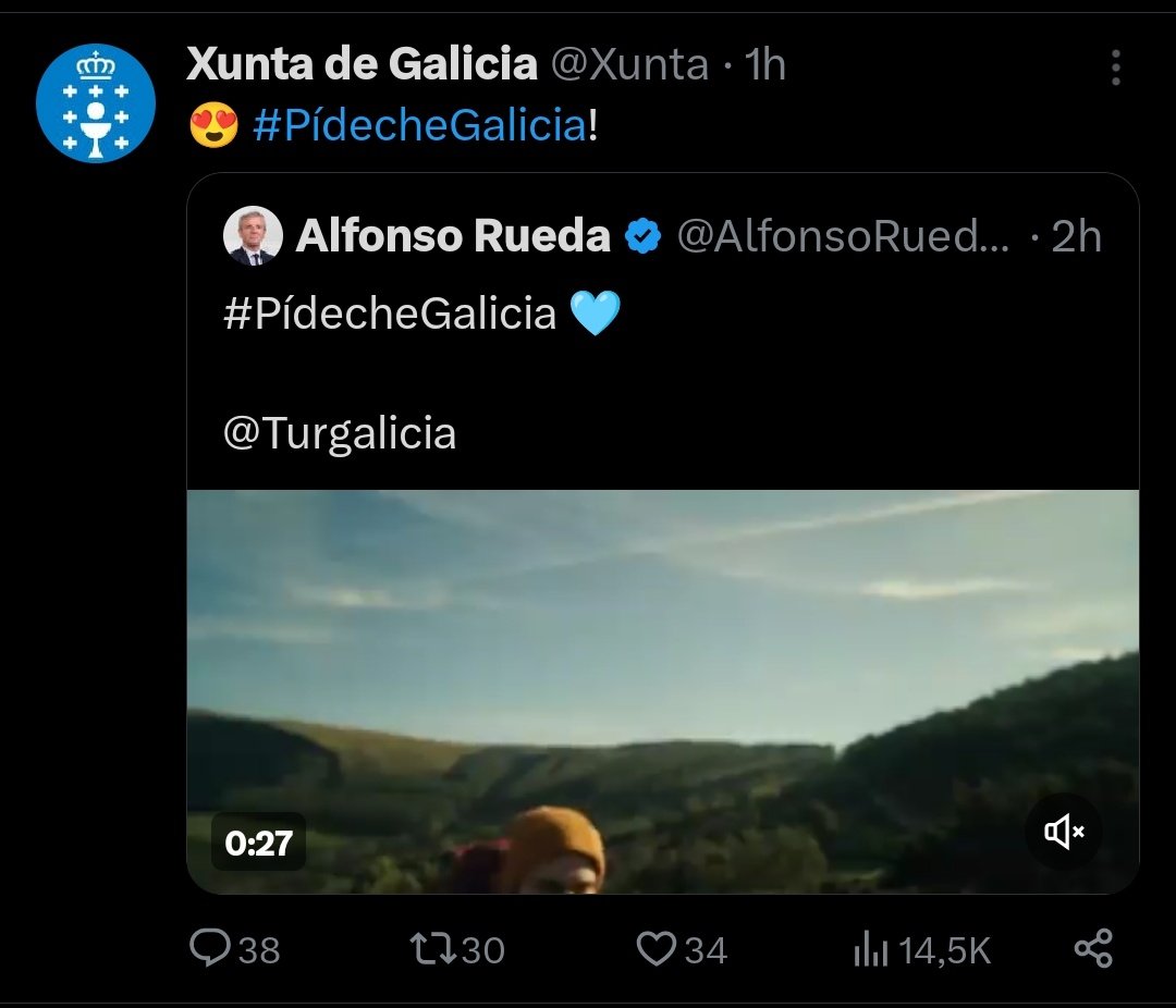 toskelao's tweet image. En vez de subir o spot a unha canle oficial da Xunta, súbeo un candidato á presidencia coma se fose un vídeo de campaña máis e emprega as contas institucionais para darse autobombo, creo que non sodes conscientes do que é esto