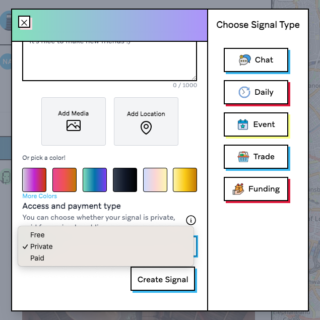 🤫 Our improved UI makes it easier than ever to add a private Signal to the map! 🗺️ Drop a Signal for your eyes only 👀 Like your own map diary entry!

Soon we'll be adding support so you can share private signals with friends via a secret link 😉