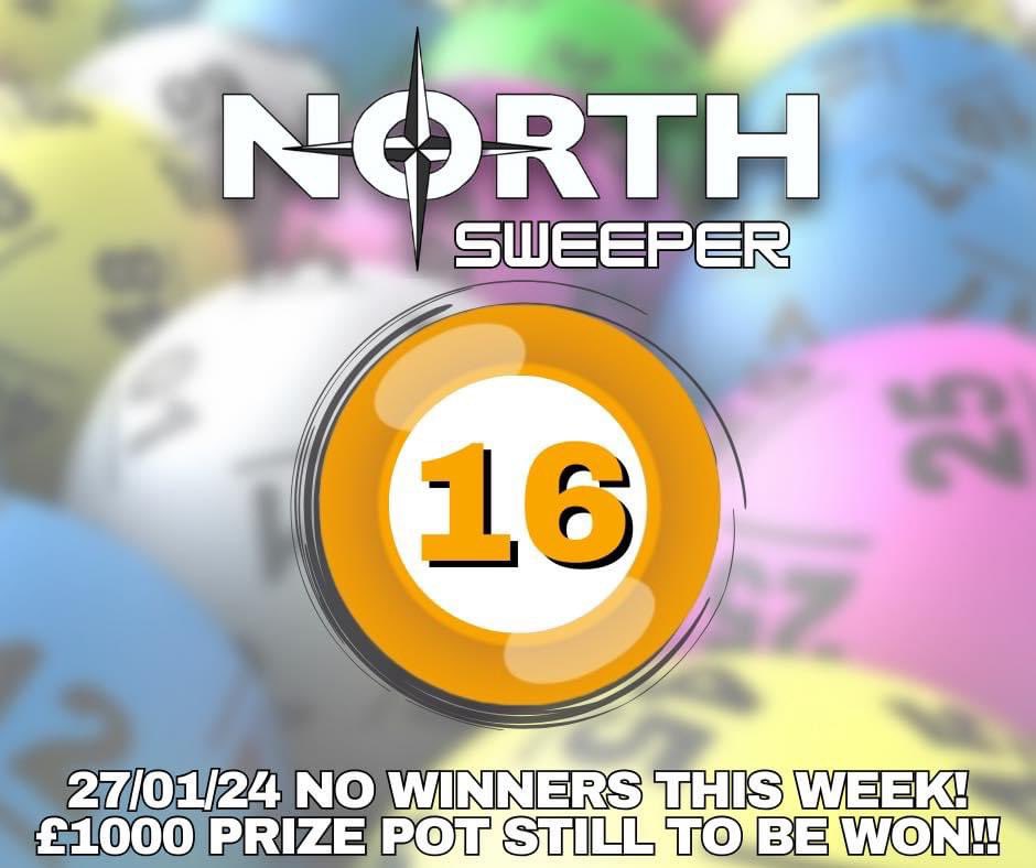 Déjà vu as we’ve no winners again this week! Surely due a winner soon of our 1K prize pot! Best of luck for next week everyone 🍀

#northstarcfc #northstarsweeper #oneclub #oneheart #onelegacy