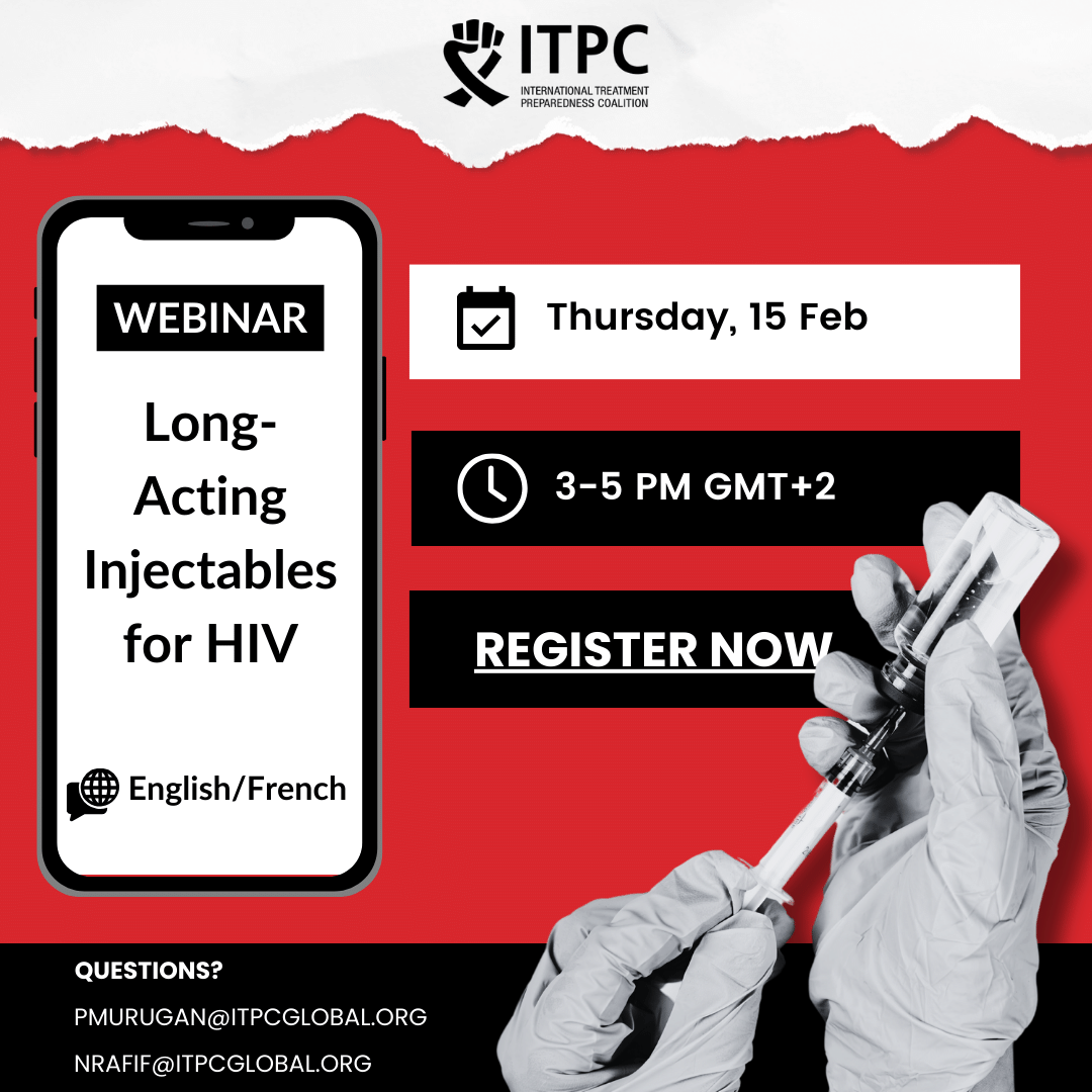 ITPCglobal's tweet photo. 📢#WEBINAR: Learn about Long-Acting Injectables for #HIV with ITPC Global!

Explore ARV basics, learn about long-acting options &amp; gain insights from community perspectives.

📅Thurs 15th Feb ⌚3-5 PM (GMT+2)

Register here 👉🏽https://t.co/409AX42r0f

#LongActingInjectables https://t.co/xJRL5bvlVa