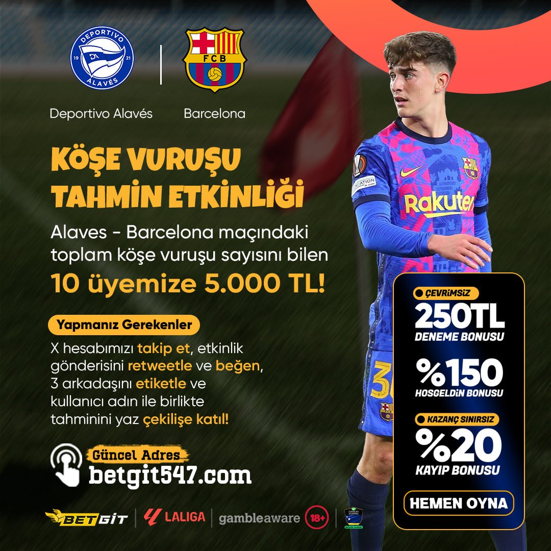 BETGİT KORNER TAHMİN ETKİNLİĞİ

💰Toplam korner sayısını doğru tahmin eden 10 kişiye 5.000TL

 ⚽️Deportivo Alaves - Barcelona 

⏱20:30

🔴Maçın başlama düdüğünden sonra yapılan katılımlar ve düzenlenen yorumlar geçersiz sayılacaktır.