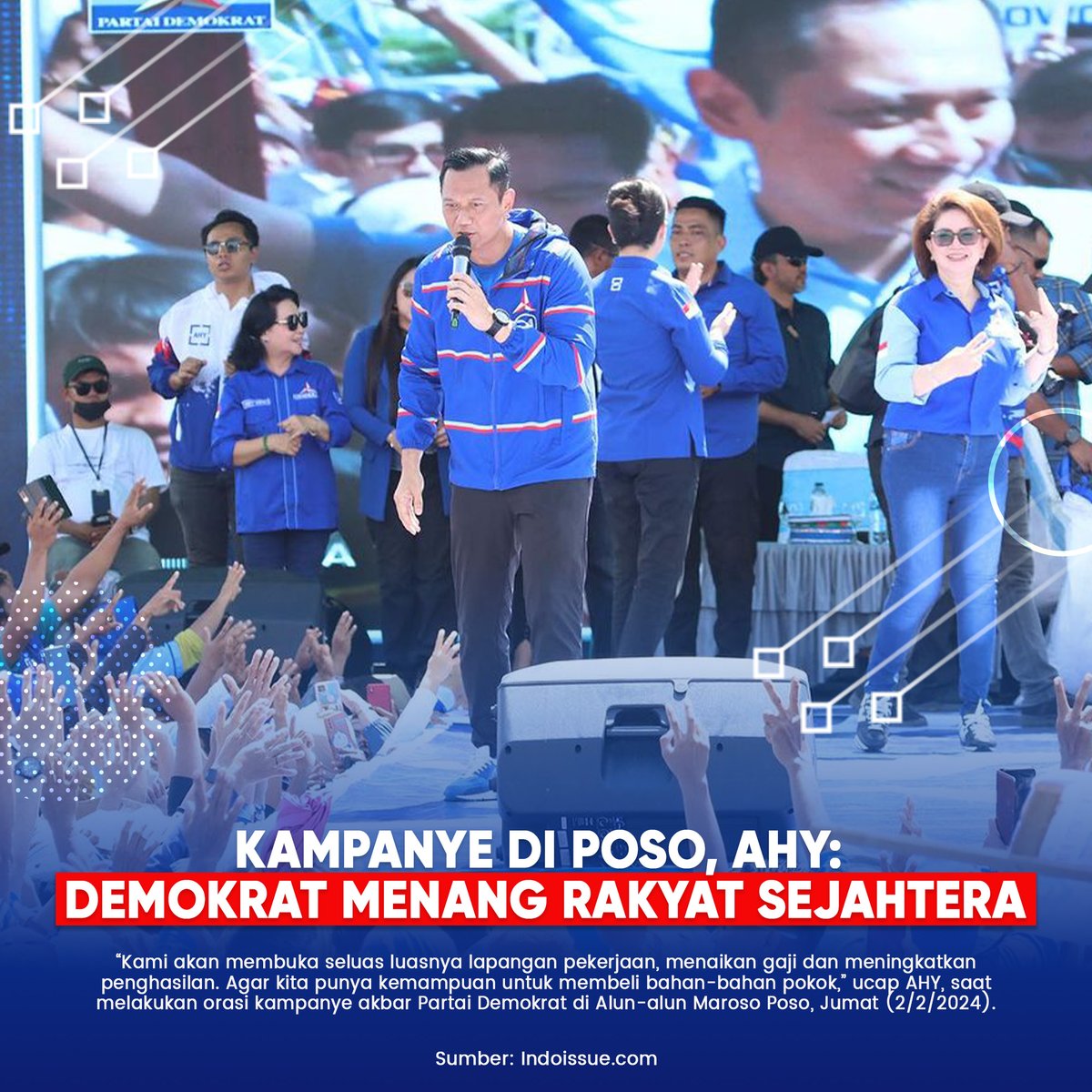 RyanKamil5's tweet photo. Kampanye di Poso, AHY: Demokrat menang rakyat Sejahtera

#DemokratPilihanRakyat

https://t.co/IK0xqDOVlk
