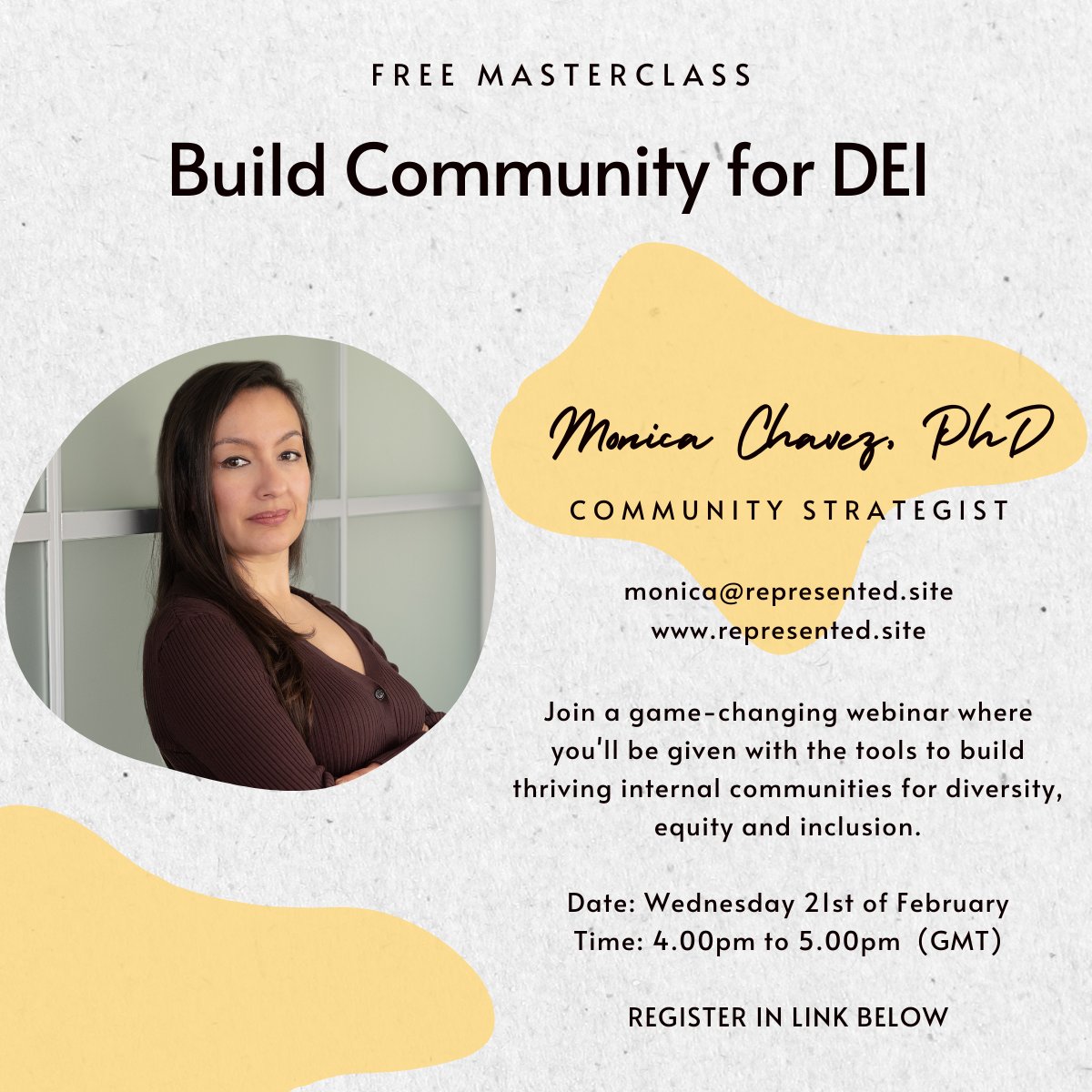 Sign up for my free masterclass to learn my signature method to build community into your organizations's EDI strategy welcoming-dew-83380.myflodesk.com/jfzlimzfxd