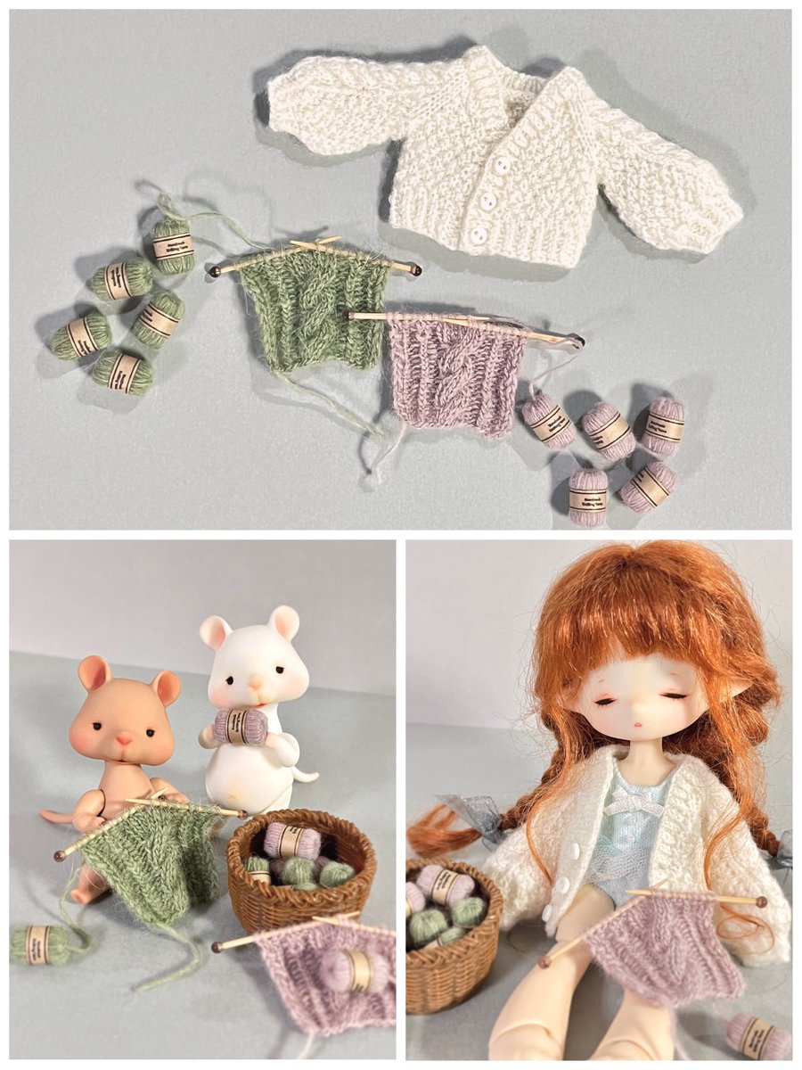 華月陽出様（<a href="/KadukiHizuru/">華月陽出</a>）のカーディガンと編み物セット🧶

繊細ですごくすごく可愛いです⁝(ᵒ̴̶̷᷄൧̑ ᵒ̴̶̷᷅    )⁝ 💕
素敵な作品をありがとうございました🙏🏻✨