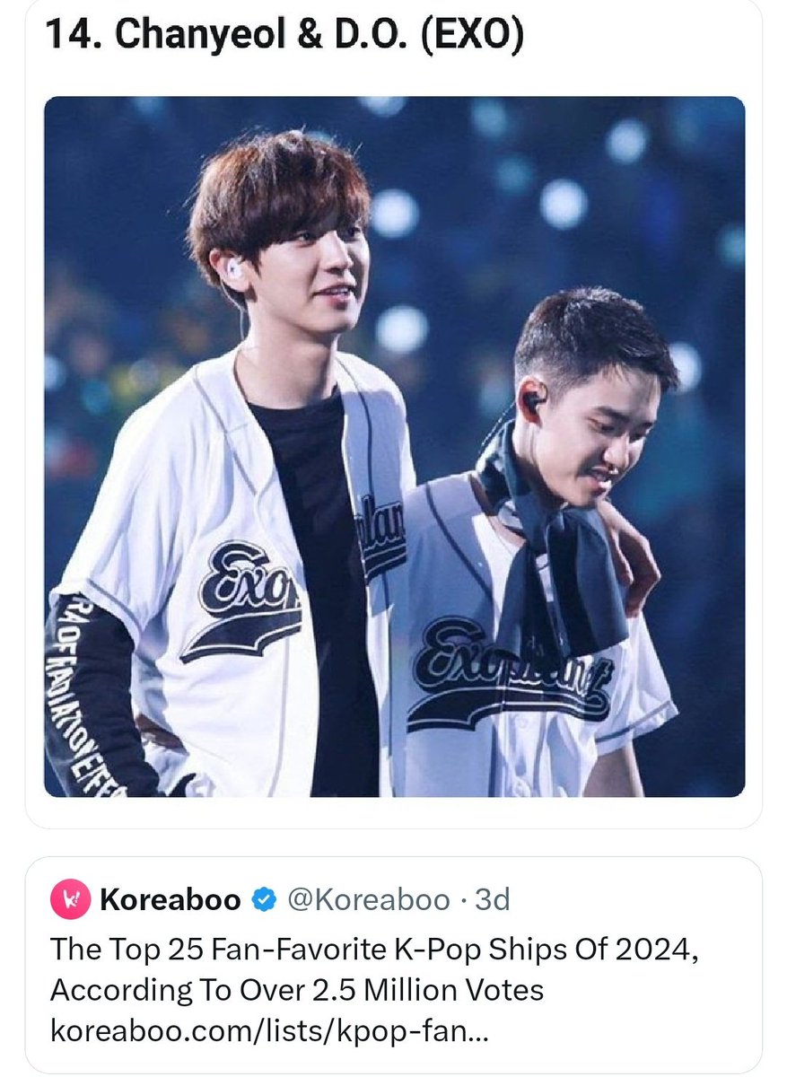 clairmerence's tweet photo. เพิ่งเห็นว่าชานซูเป็นคู่ชิปหนึ่งเดียวของ exo ที่ติดอันดับ 14 คู่ชิปซึ่งเป็นที่ชื่นชอบของแฟนๆ kpop ในปี 2024 จาก 2.5 ล้านโหวต 

ไม่ติดก็แปลก พฤติกรรมแต่ละอย่างเหลือแค่ประกาศเดท https://t.co/y0ATJmDSkh