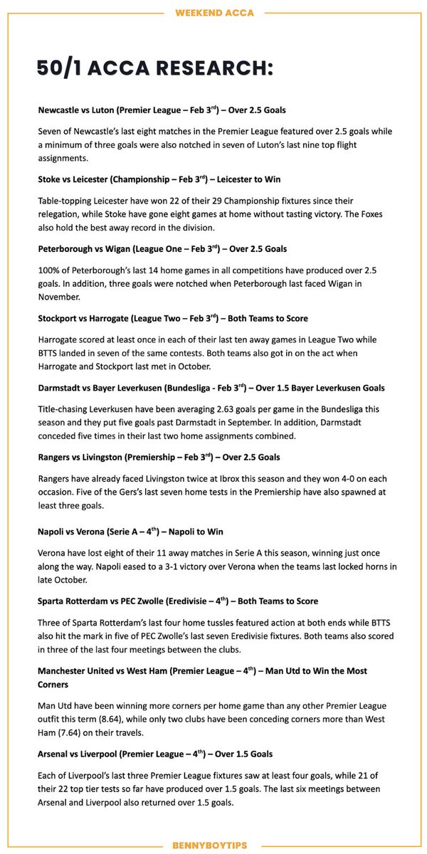 🚨£1,000 GIVEAWAY + 50/1 ACCA!

📲Add it: tinyurl.com/50to1-Acca

📣I’m giving away £1,000 if this wins!

💰x4 followers will win £250 EACH…

To Enter:

👉Hit LIKE ♥️ to enter the draw once
👉Hit RT 🔁 to enter the draw twice

📝Acca research attached

18+BeGambleAware