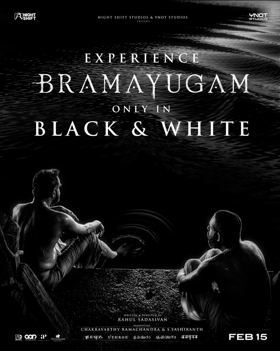 EXPERIENCE #Bramayugam ONLY IN BLACK & WHITE ! In Cinemas From FEB 15 ! #BramayugamFromFeb15 #Bramayugam starring @mammukka Written & Directed by #RahulSadasivan Produced by @chakdyn @sash041075 Banner @allnightshifts @studiosynot Distribution Partners @Truthglobalofcl…