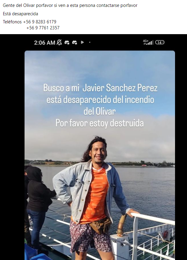 yatse87's tweet photo. Se busca a Javier Sanchez Perez #Incendio #Olivar #Viña #Ayuda https://t.co/arV86Y6Rsq
