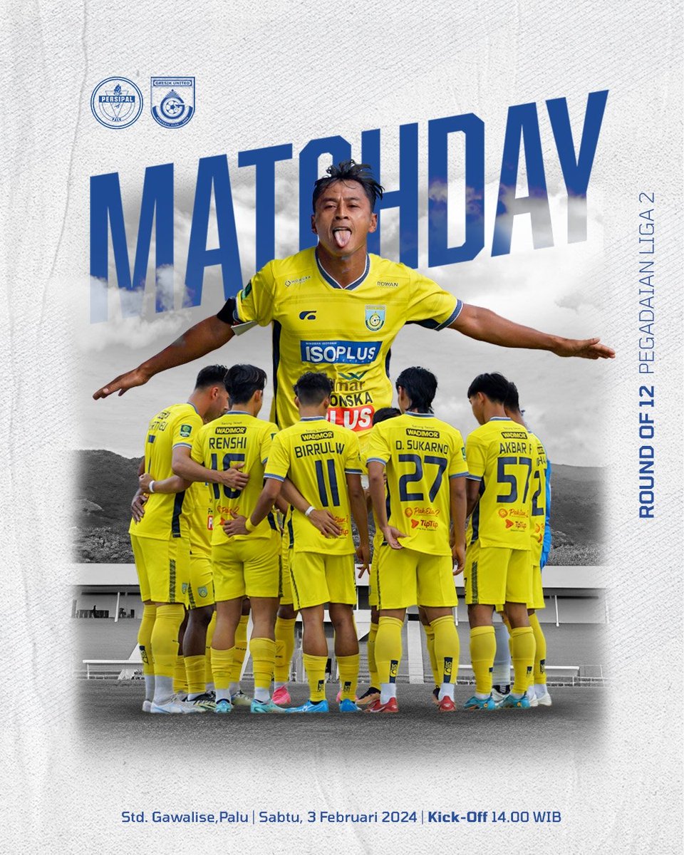 gresikutdFC's tweet photo. ๐๐ฟ๐ฒ๐๐ถ๐ธ ๐จ๐ป๐ถ๐๐ฒ๐ฑ ๐๐ฎ๐!
@persipal_palu ๐ Gresik United
Sabtu, 3 Februari 2024
๐ Kick-Off 14.00 WIB
๐ Stadion Gawalise, Palu
Semangat Jiwa Teruslah Membara ๐ฅ
#GresikUnited #LaskarJokoSamudro #ToTheTop #Liga2 #RoundOf12 #GroupZ #PALGRS #PersipalGU #GresikUnitedDay https://t.co/tTrLghU75k