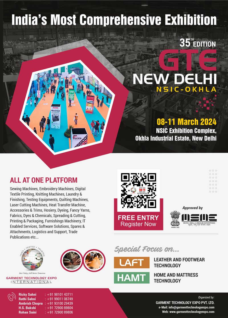 GarmentTechExpo's tweet photo. #𝐆𝐓𝐄 35th Edition
08- 09 March 2024
NSIC Exhibition Complex, Okhla Industrial Estate
#NewDelhi
For more info- https://t.co/83bbgoffFj
#dyes #chemicals #pigments #appareltextile #mattresstechnology #hometextile #cutting #leather #footweartechnology #embossing #bottoming https://t.co/SdYR1QytsK