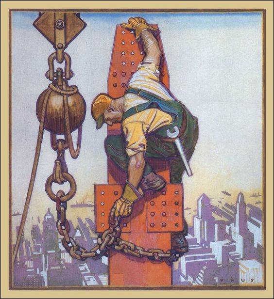 In #FEBRUARY 1929
🧵👇
Illustration by Herbert Paus (1880-1946) for ➡️
#illustration #illustrationart #illustrationartists #HerbertPaus #construction #constructionworker #skyscraper #structuralsteel #1920s