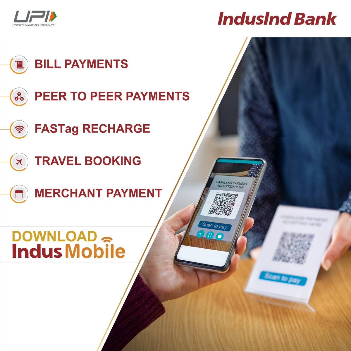 Make payments quickly and conveniently with UPI. Just download the IndusMobile App and get started!

Know More: bit.ly/3utCWBX

#IndusIndBank #GrandeSavingsAccount #UPIPayments #BHIMUPIApp #IndusMobileApp #Transactions