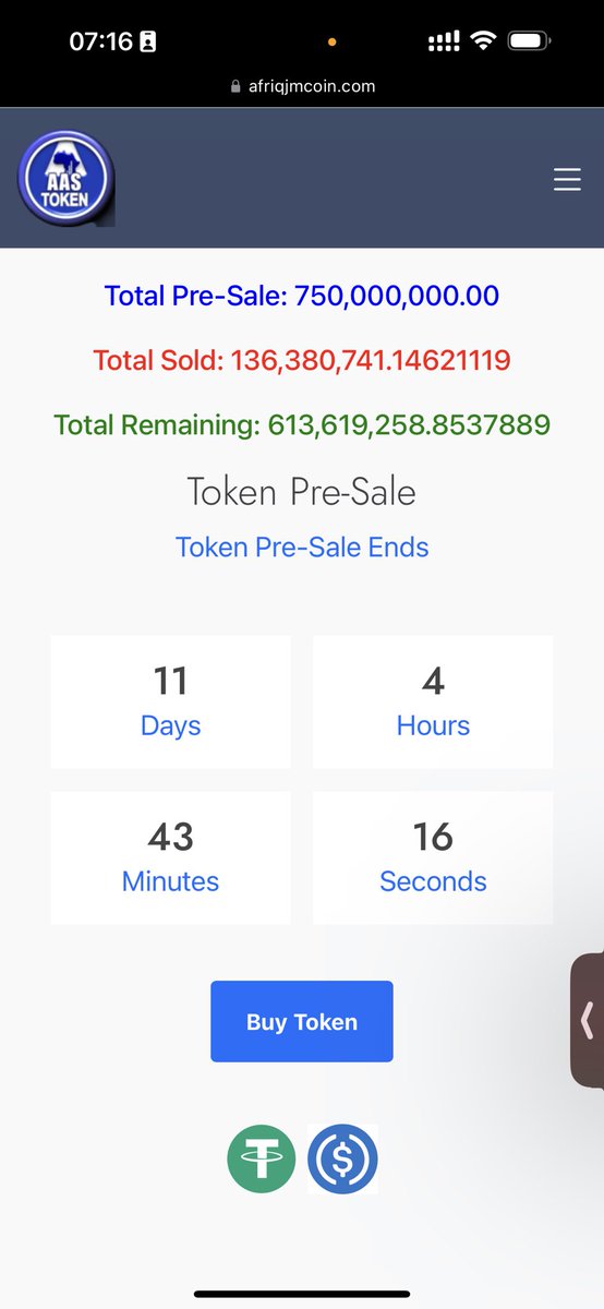 136 MILLION TOKENS SOLD AAS PROJECT IS TOO BIG TO MISS OUT SO MANY OPPORTUNITIES TO MAKE MONEY STAKING LIQUIDITY PROVIDERS TOKEN TRADING AAS TRADING AAS P2P TRADING BULK BUYING OF TOKENS ONGOING 👇👇👇👇👇SIGNUP NOW AND BUY UR TOKEN afriqjmcoin.com