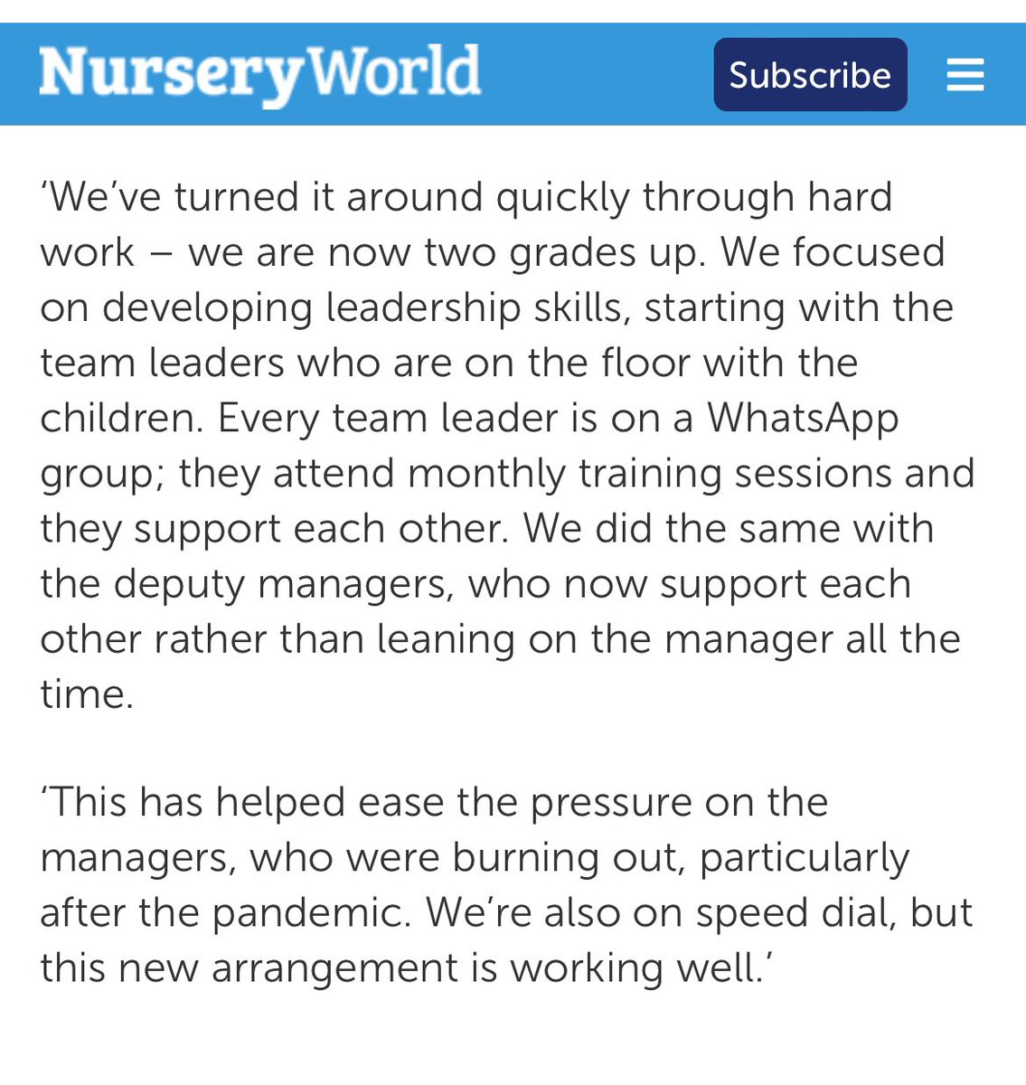 When reflecting on the journey we have been on due to both the childcare expansion and pandemic, the recovery requirements have been, hard work, tenacity, investment and not only from me but the amazing team around me. 🌟 @ELCScotGov @CareInspect @fultonsnp