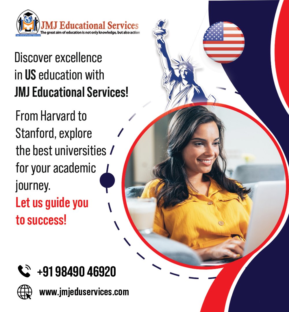 Explore the pinnacle of U.S. education with JMJ Educational Services! Uncover top-tier universities, from Harvard to Stanford, tailored for your academic pursuits. Allow us to lead you towards a path of success! #StudyInUSA #studyinusa #studyinusa #studyinusa2024 #studyinusa🇺🇸