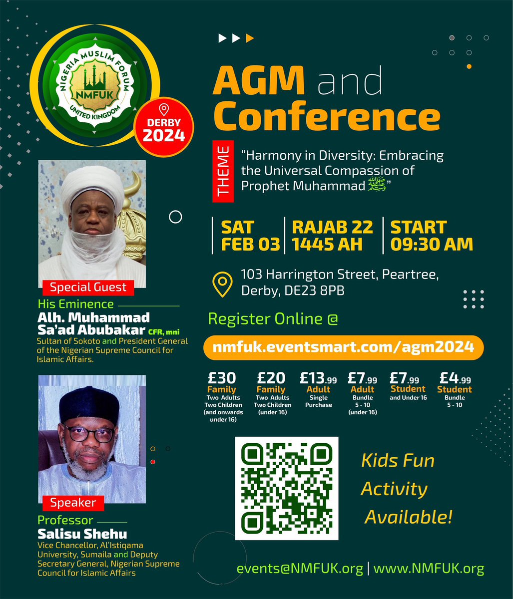 Happening today:

The Nigeria Muslim Forum UK’s Annual Conference and AGM.
Derby, UK.

You can still register at:

nmfuk.eventsmart.com/events/agm2024/