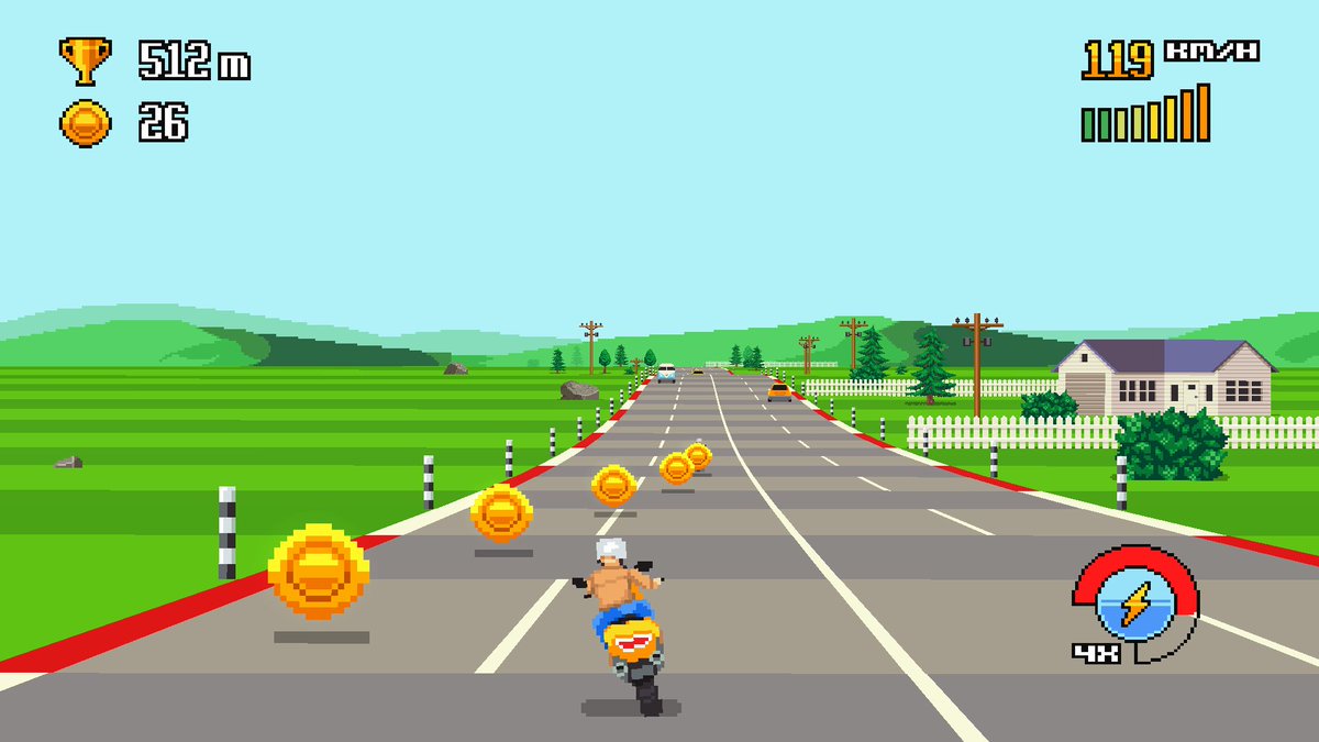 noruneri's tweet photo. Retro Highway の Emerald Hills 走ってみた。
#レトロハイウェイ　#RetroHighway　#エメラルドヒルズ　#バイクゲーム　#レトロレースゲーム　#擬似3D　#ゲームの丘　#レトロ風ゲーム https://t.co/AmXK7tZbu6