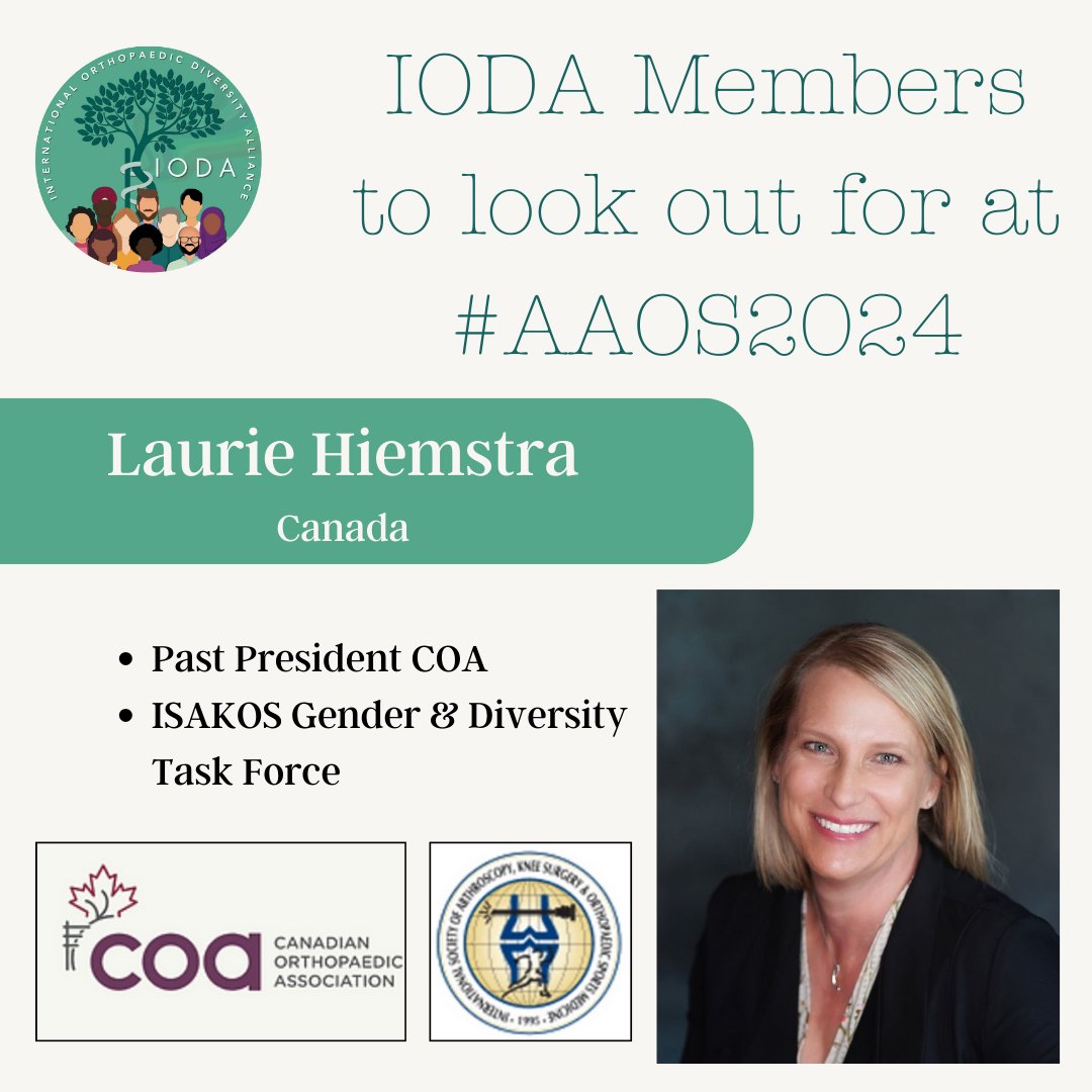 Connect with IODA Members and Diversity Advocates at #aaos2024 next week in San Francisco #diversity #equity #inclusion @CdnOrthoAssoc @ISAKOS @LaurieHiemstra