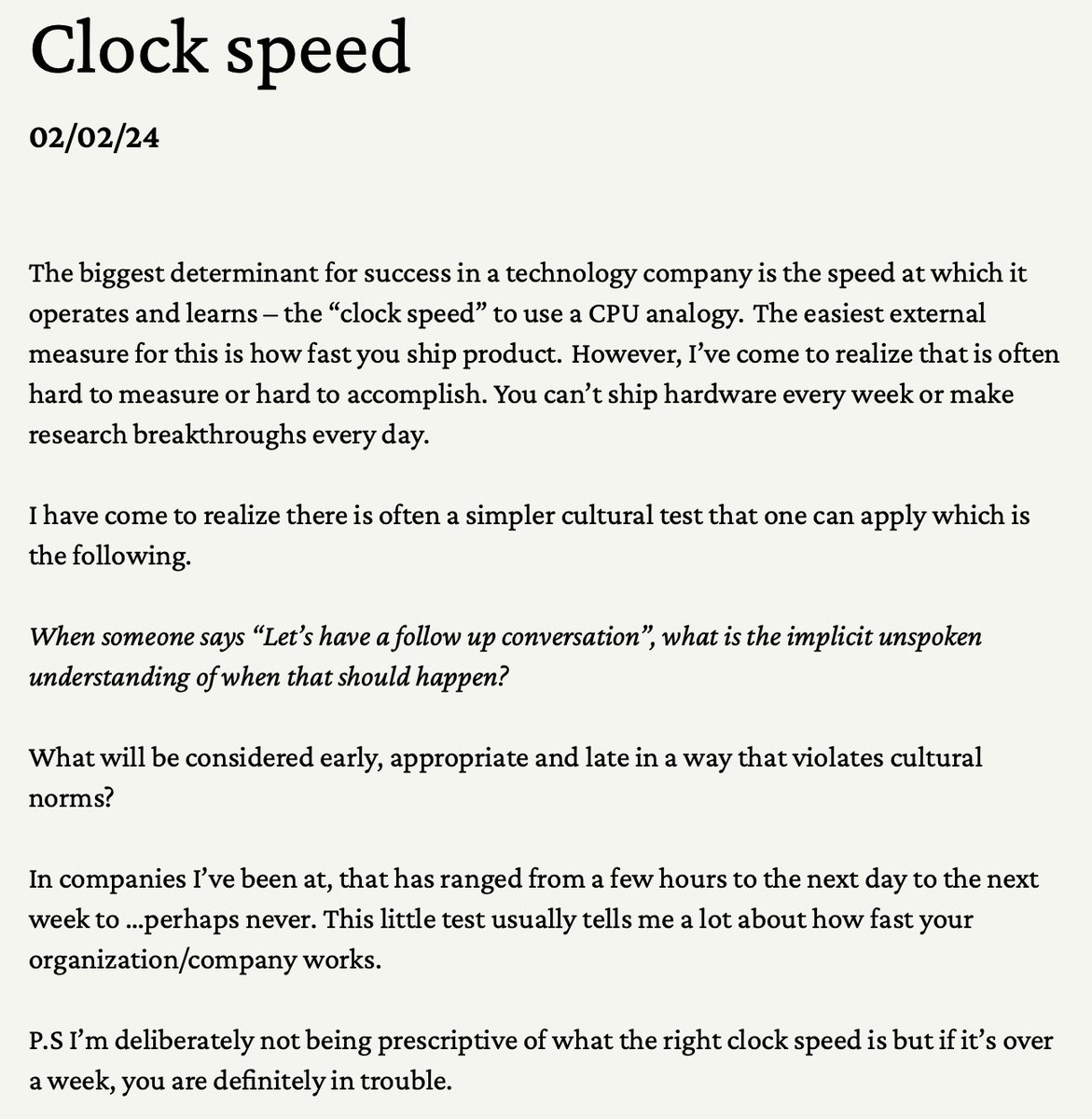 'Clock speed'