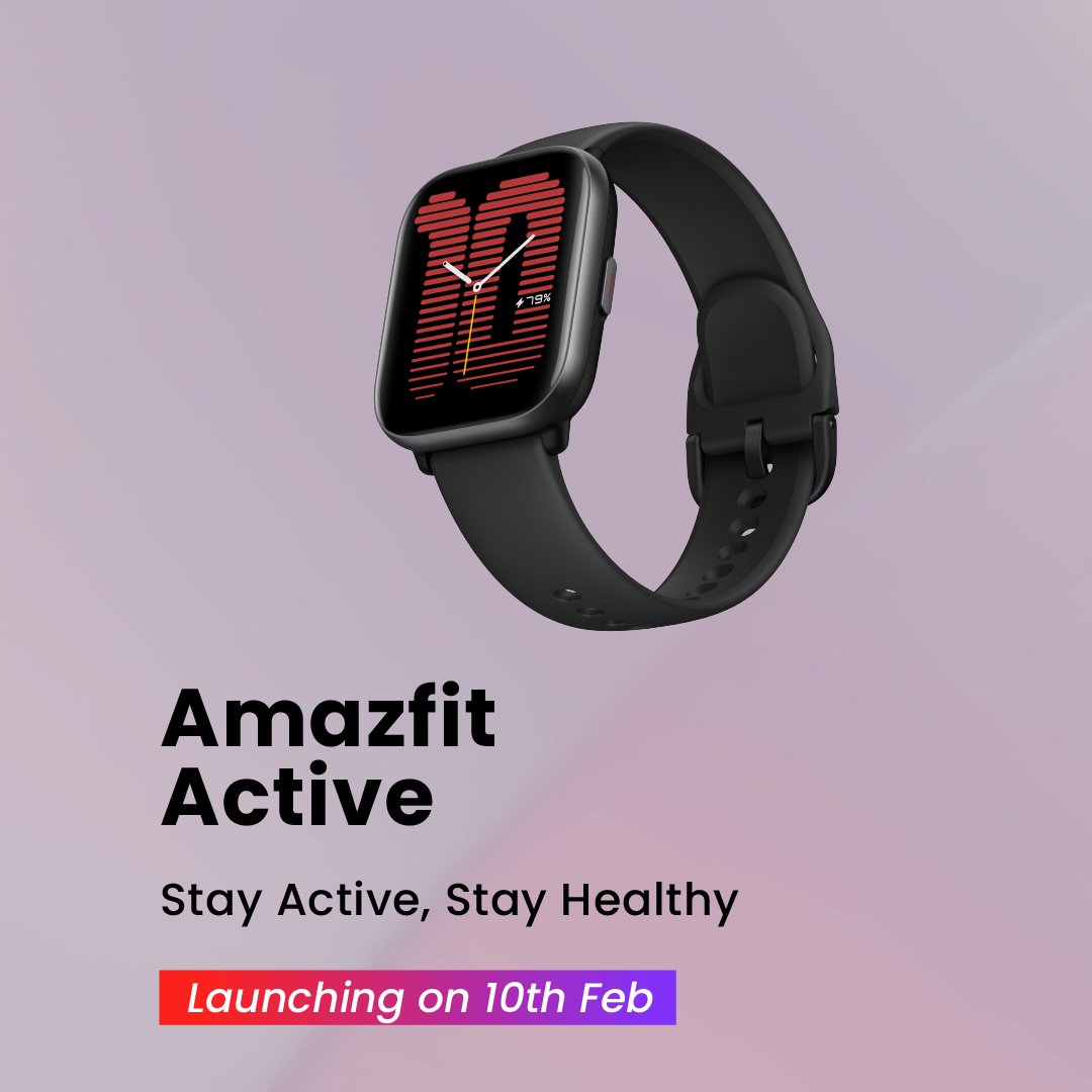 🤩✨Amazfit is set to redefine your active lifestyle with the grand launch of the all-new Amazfit Active on February 10th! 🚀 

And you won't want to miss a single heartbeat of this journey! Let's make "Stay Active, Stay Healthy" more than just words – let's make it a lifestyle.