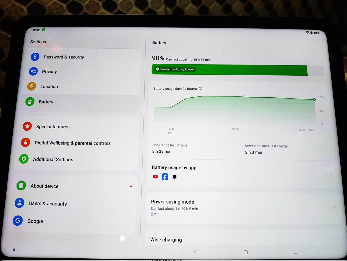 Battery backup seems good in the OnePlus Pad 🐉.  Will update more about the usage later. As of now i am enjoying it specially the speakers 🔊

#OnePlus #OnePlusPad @OnePlus_IN