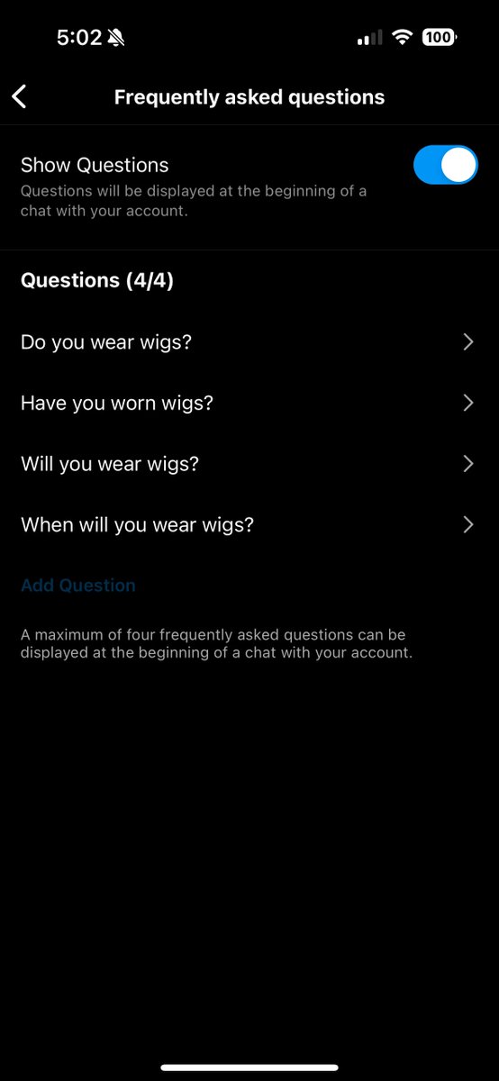 I realised you can change the pre-filled Instagram questions on a business IG