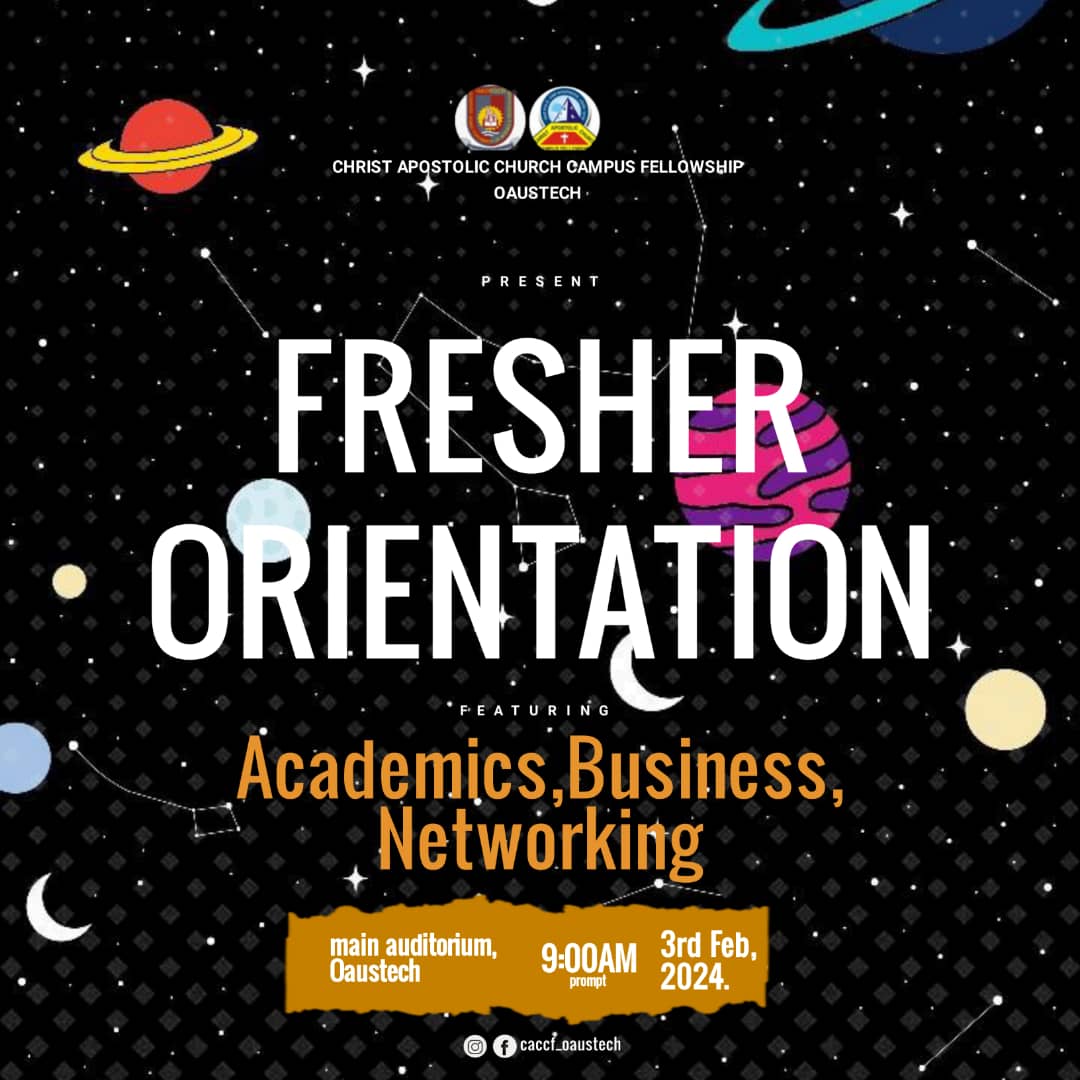 caccfoaustech's tweet photo. Still in the spirit of freshness celebrating our beloved freshmen๐๐
In every phase of life adequate information is needed to scale through excellently ๐ฏ๐ฏ
If you are a fresher, you shouldn't be anywhere else today.
#fresherorientation
#caccf https://t.co/j9TWxen65u