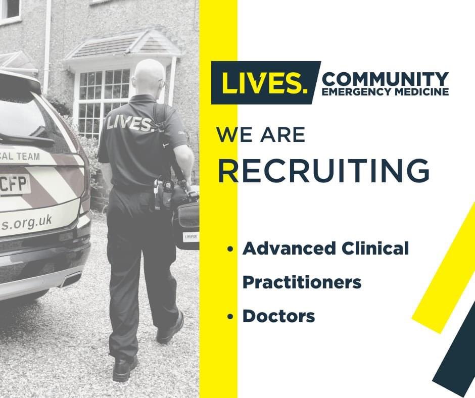 DanielSedgewick's tweet photo. Recruiting Doctors and ACPs for our innovative Community Emergency Medicine Service 
Doctors: would suit EM post-ST3 or GP with pre-hospital interest. Other backgrounds considered- get in touch. Suitable for OOPE/combine with base specialty or standalone post. LTFT welcome. https://t.co/Iub7zabR1d