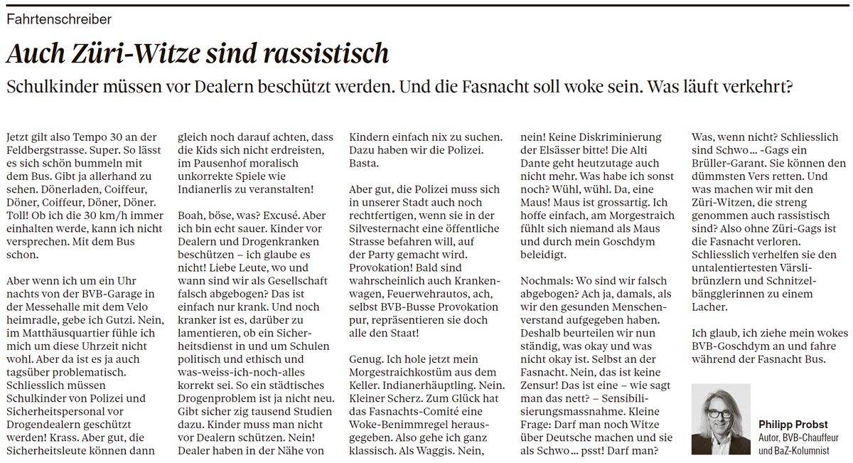 probstphilipp's tweet photo. Auch Züri-Witze sind rassistisch! Mein neuster Fahrtenschreiber: https://t.co/HOCEmgnuW7 https://t.co/bw0soREZdz