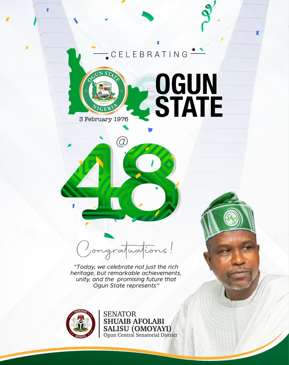SalisuShuaibA's tweet photo. Today, we celebrate not just the rich heritage, but remarkable achievements, unity, and the promising future that Ogun State represents. https://t.co/CJUkzzen1b