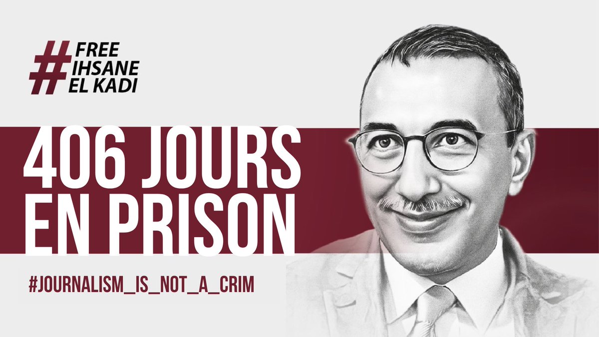 RadioMPost's tweet photo. Le journaliste et directeur de  @RadioMPost et @maghrebemergent, @ElkadiIhsane, est en détention depuis 406 jours.
#freeihsaneelkadi https://t.co/mCOUjz9QRE