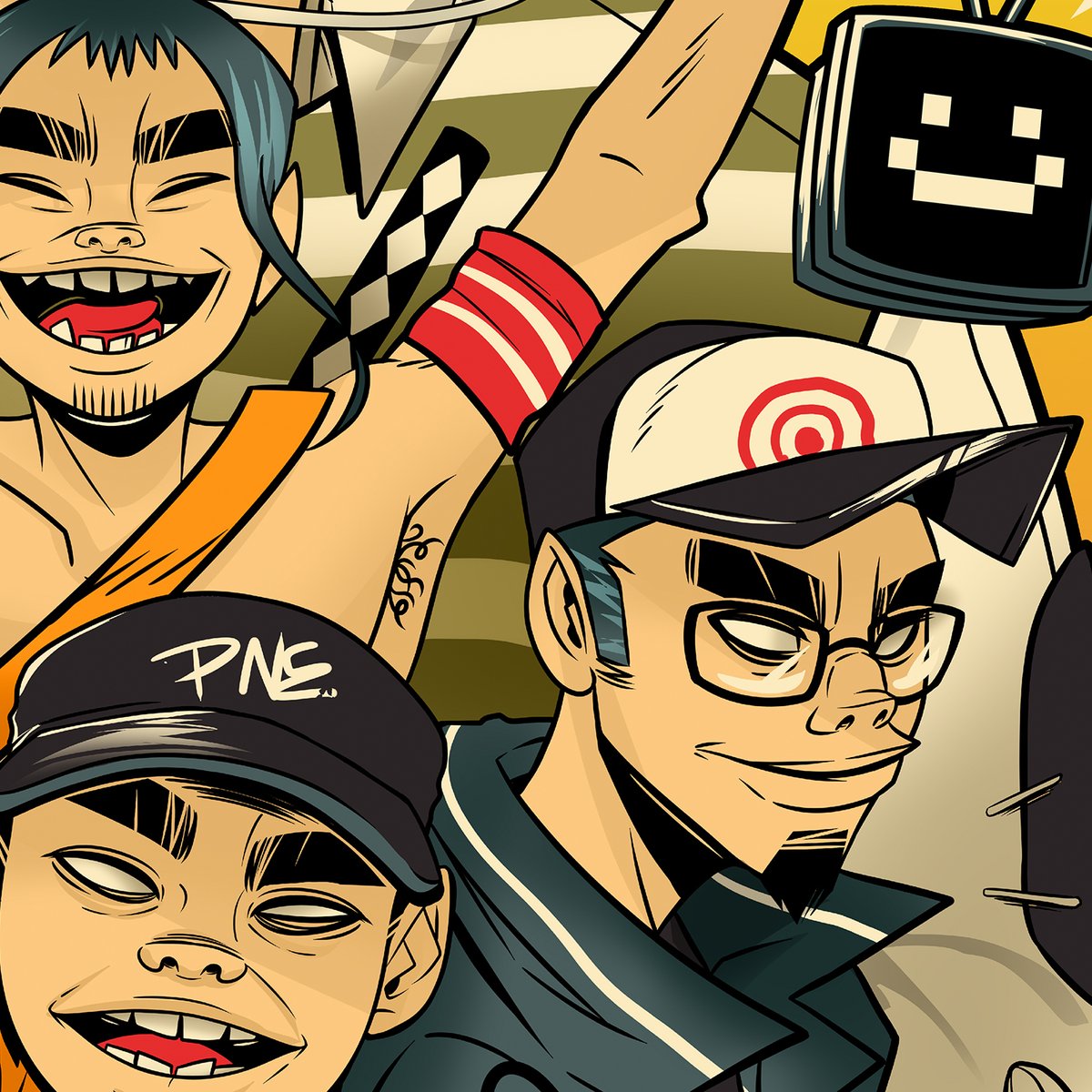 aenima_art's tweet photo. Shirt design I did for @parokyaniedgar inspired by Jamie Hewlett's art. Really proud of this one! Thank you Papa Bords for the opportunity! https://t.co/zuApYxZgWP