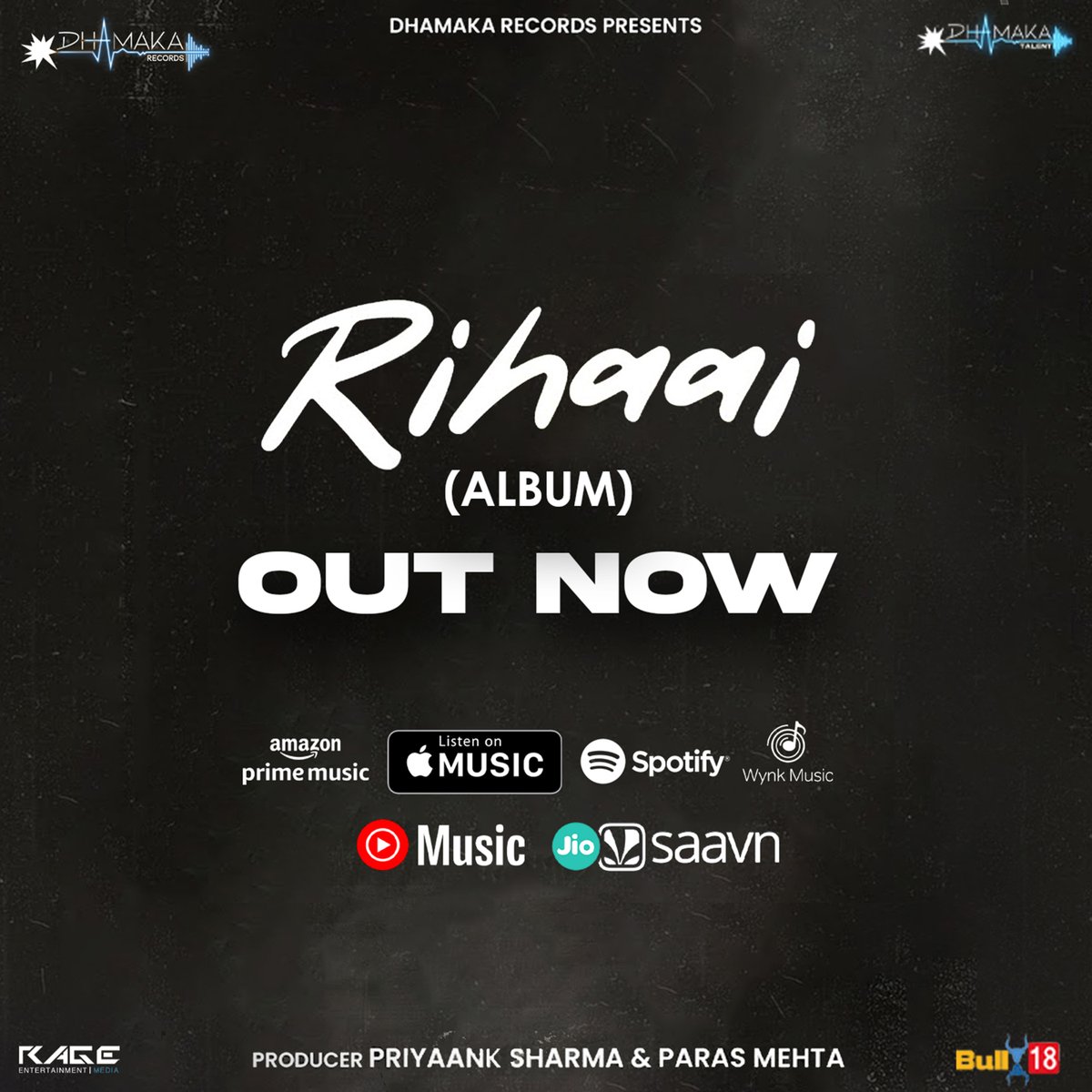 'Rihaai' has officially landed!
Experience rhythm and soul with Nimmi Sharma. 
Presented by Dhamaka Records
produced by Paras Mehta and Priyaank Sharma. Let the music speak! 

#RihaaiOutNow #DhamakaRecords