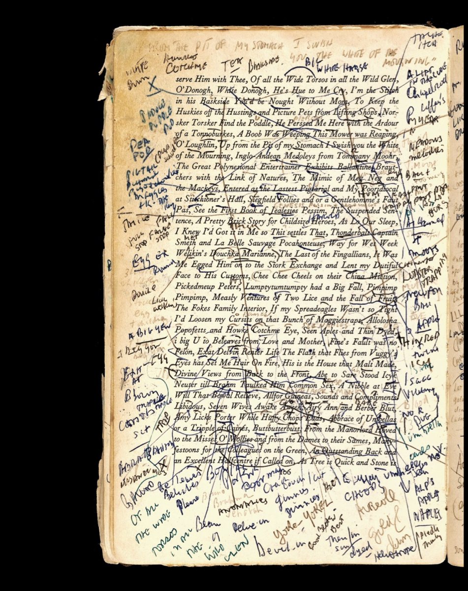 Here you can see #DelmoreSchwartz’s copy of #JamesJoyce’s #FinnegansWake, published on Feb 2nd 1939 (on Joyce’s birthday)—Schwartz was a writer, a close friend and reference point for #LouReed. Can you name other intellectuals who were fascinated by FW? And what about #semiotics?