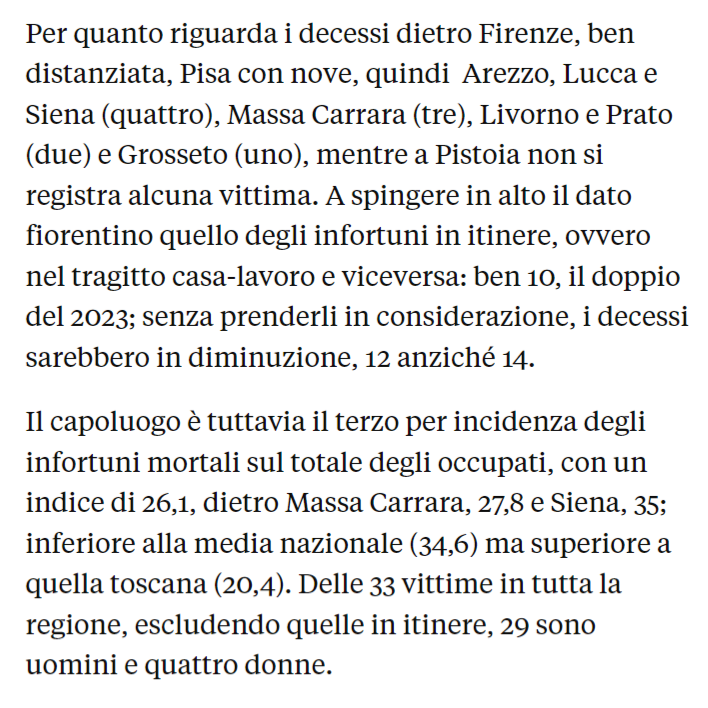 FI_Possibile's tweet photo. Altre 22 #vittime sul #lavoro a #Firenze nel 2023, inclusi gli #infortuni #mortali in itinere, in aumento rispetto all’anno precedente quando furono 19, +16%. Un dato che rappresenta il 43% del totale della #Toscana, dove hanno perso la vita 51 persone.
#MortiSulLavoro https://t.co/qjJSuAJEJs