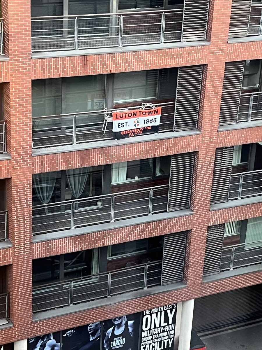 Heather5364's tweet photo. In Newcastle for the game today supporting Luton Town. Opened the curtains and what do we see…. 🧡🧡 🧡 https://t.co/Wpkp0OgieI