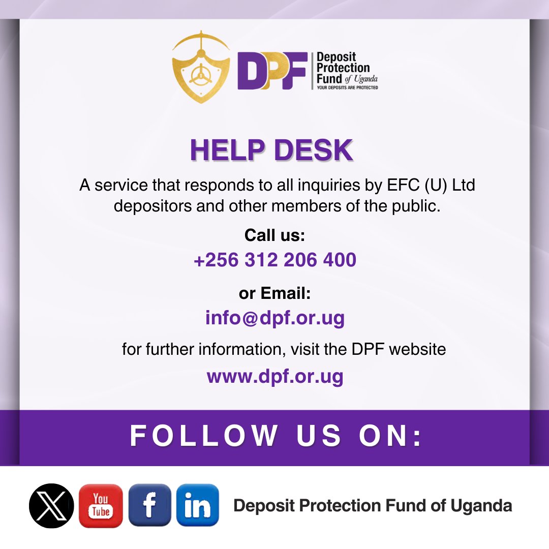 Deposit Protection Fund of Uganda (DPF) tweet media