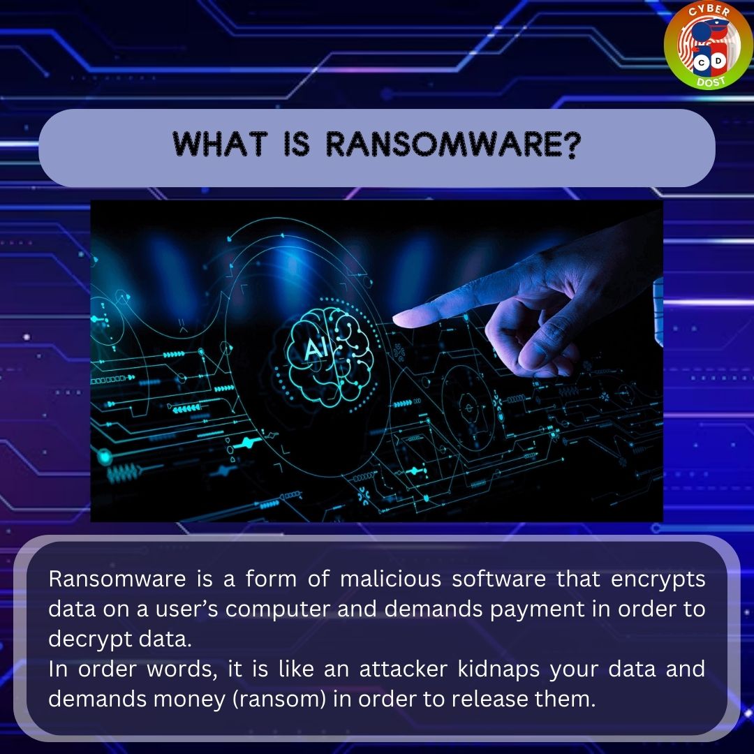 Cyberdost's tweet photo. Safeguard yourself from AI enabled Ransomware Attacks

#I4C #MHA #Cyberdost #Cybercrime #Cybersecurity #DigitalSafety #Stayalert #News #SocialmediaInsights #Share #Awareness https://t.co/747tMr0M7n
