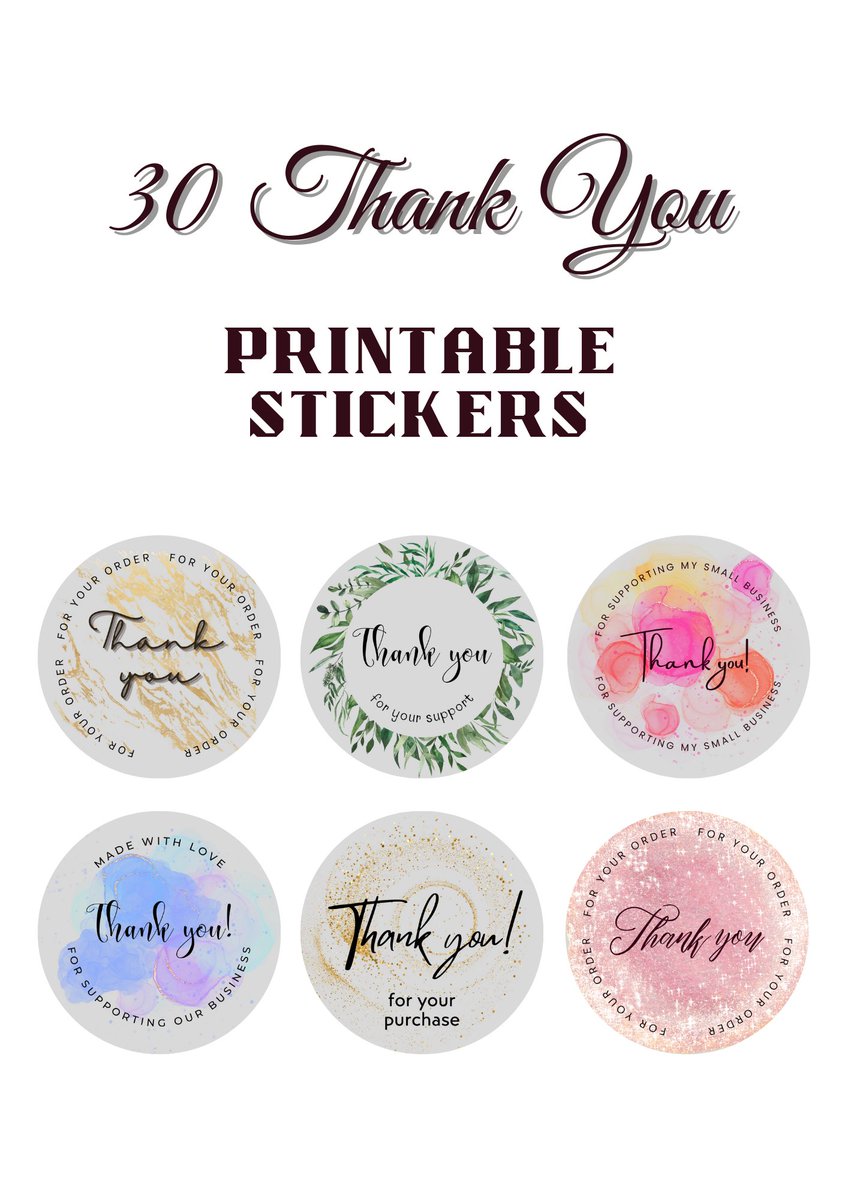 mamamiahramos's tweet photo. 30 Assorted Ready to Print "THANK YOU" Stickers for your business! 🥰

Order here:
https://t.co/qUt3ojXbBb

Feel free to message us if you need a Customized Thank You Stickers with your Business Name and Logo.

#ThankYouStickers #DigitalProducts #Stickers https://t.co/X1oD4HjLLt