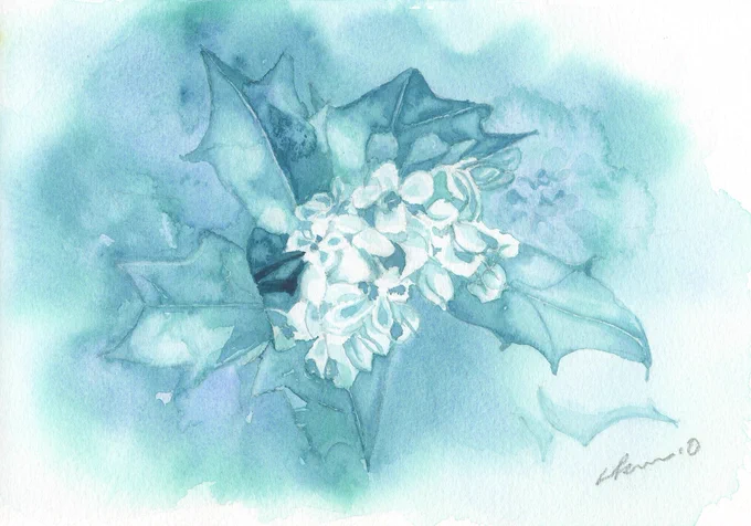 去年描いた節分の絵。【魔除けの花】#水彩画#透明水彩#アナログ絵 